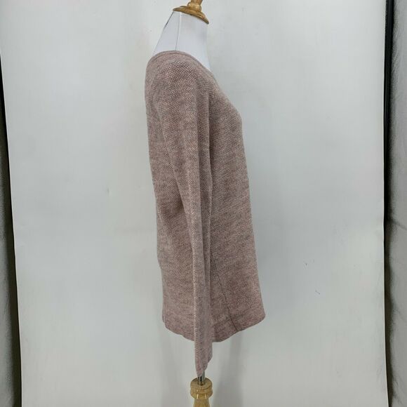 Abercrombie & Fitch Marled Knit Sweater Womens L Large Pink Gray Zip Shoulder - Picture 4 of 12